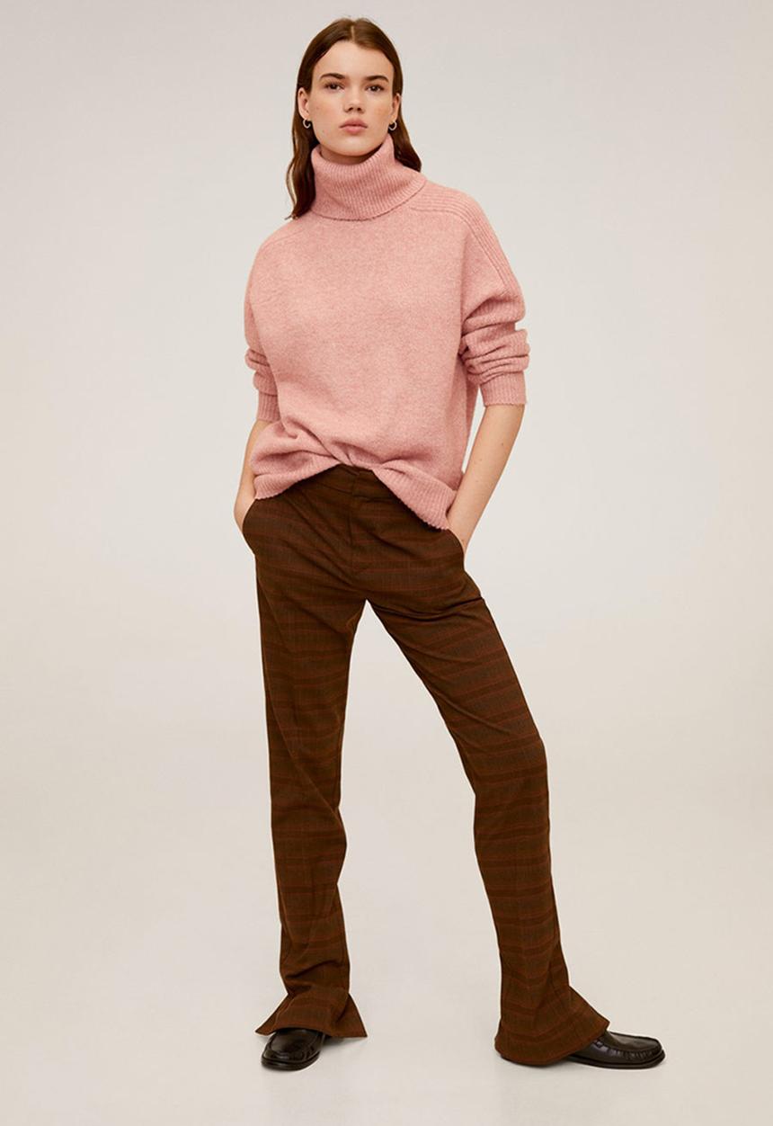 MANGO - Turtle neck oversize sweater - pink