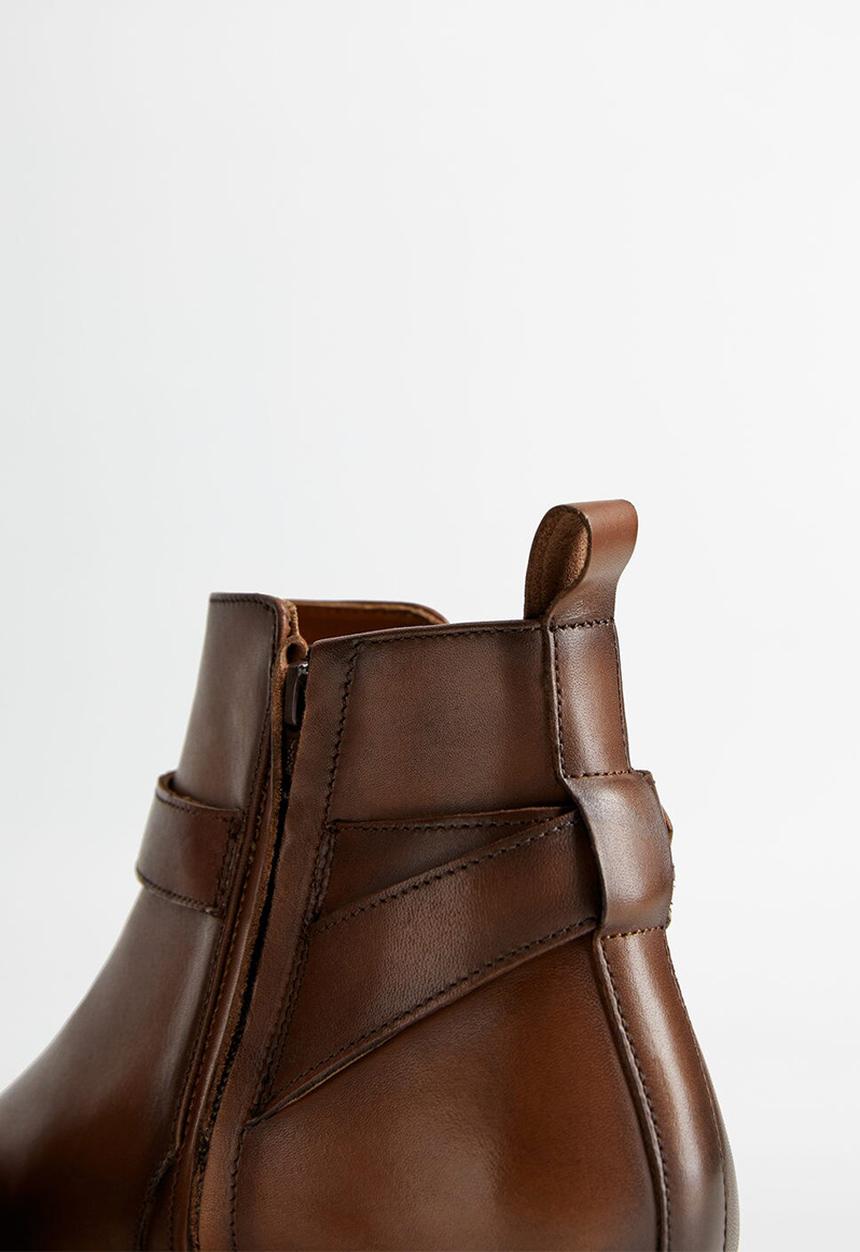 MANGO - Leather ankle boots with buckle detail - brown