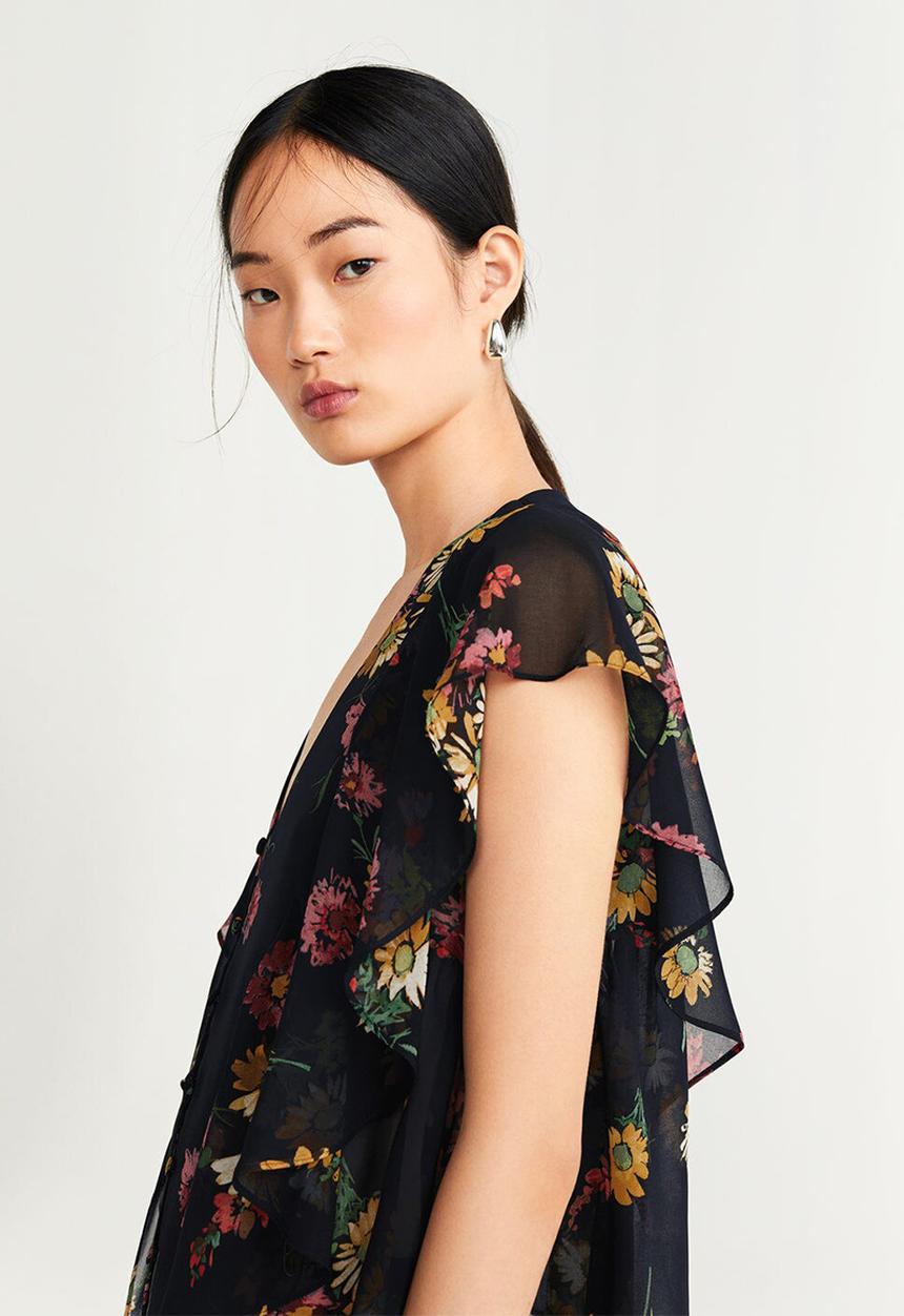 MANGO - Blouse leaf - black