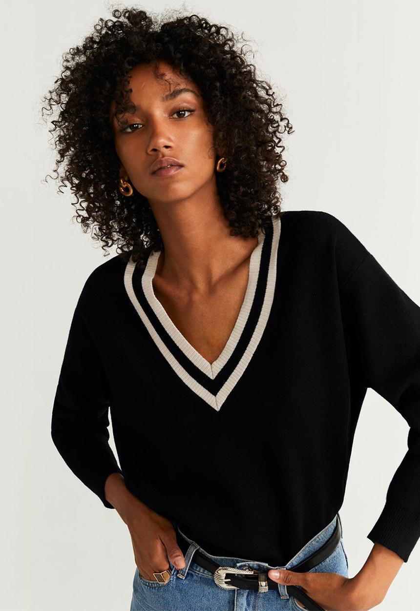 MANGO - V-neck jersey - black