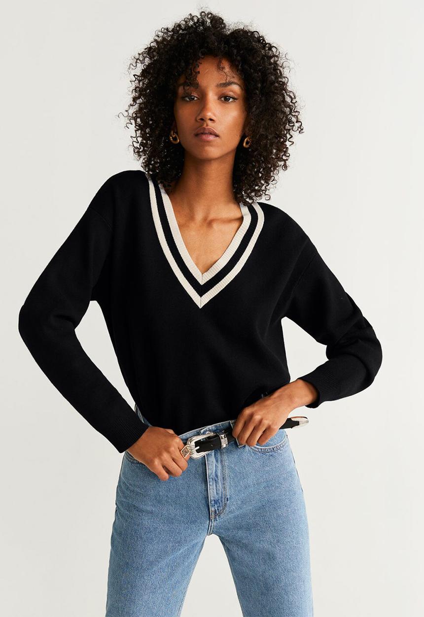MANGO - V-neck jersey - black