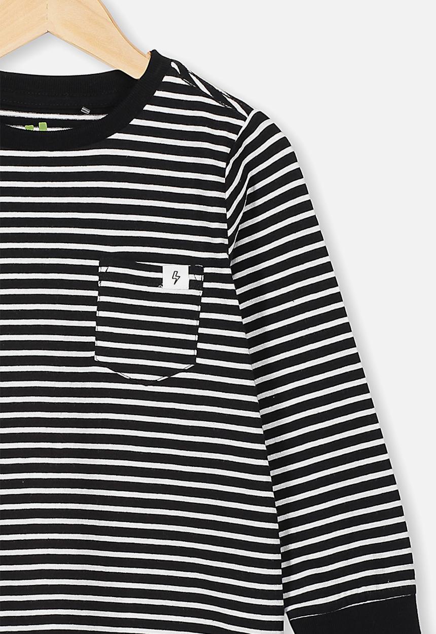 Cotton On - Core long sleeve tee - black & white