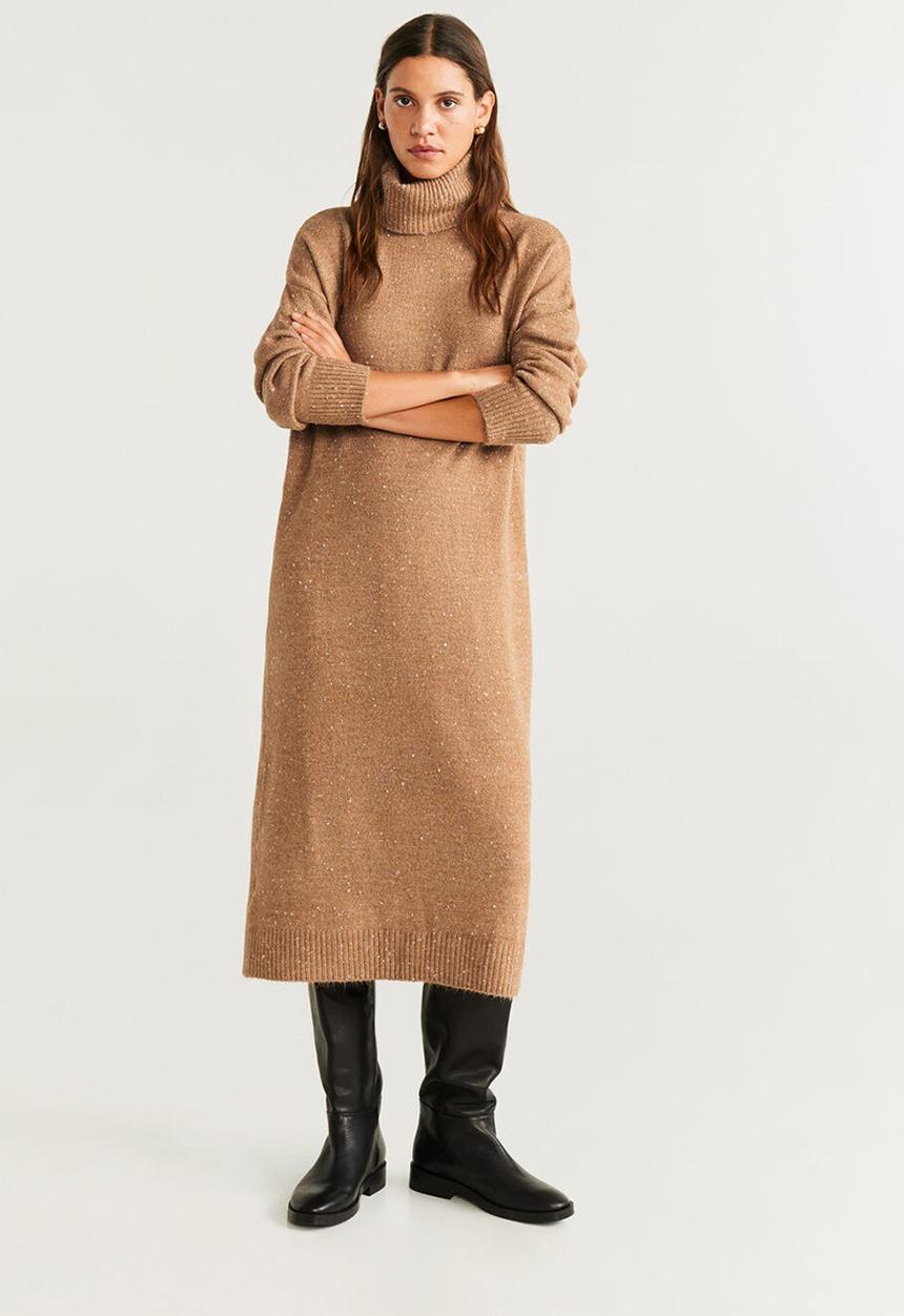 MANGO - Dress confeti - brown