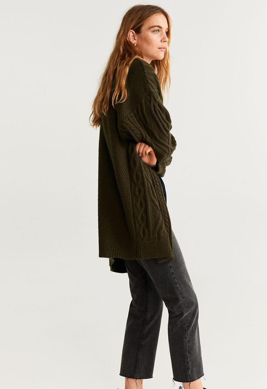 MANGO - Cardigan trenzote - khaki