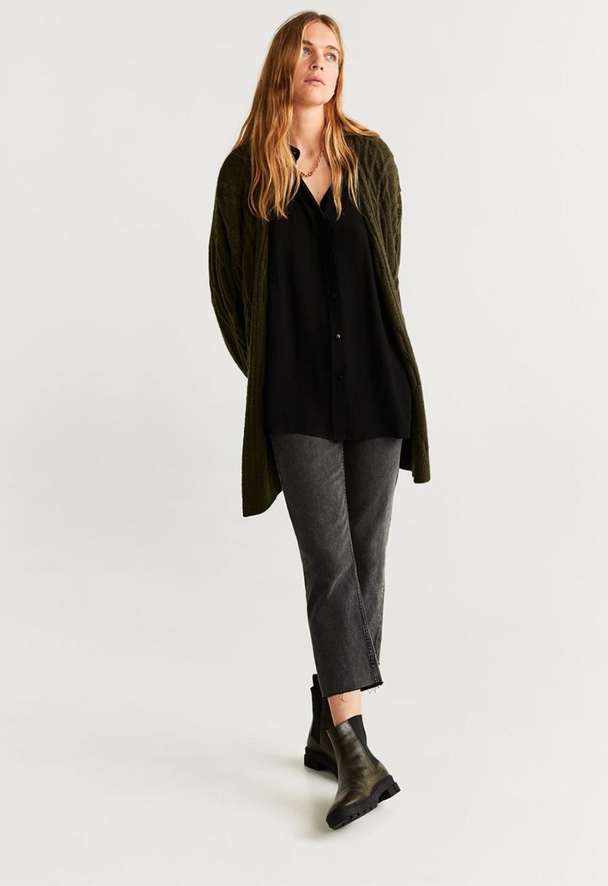 MANGO - Cardigan trenzote - khaki