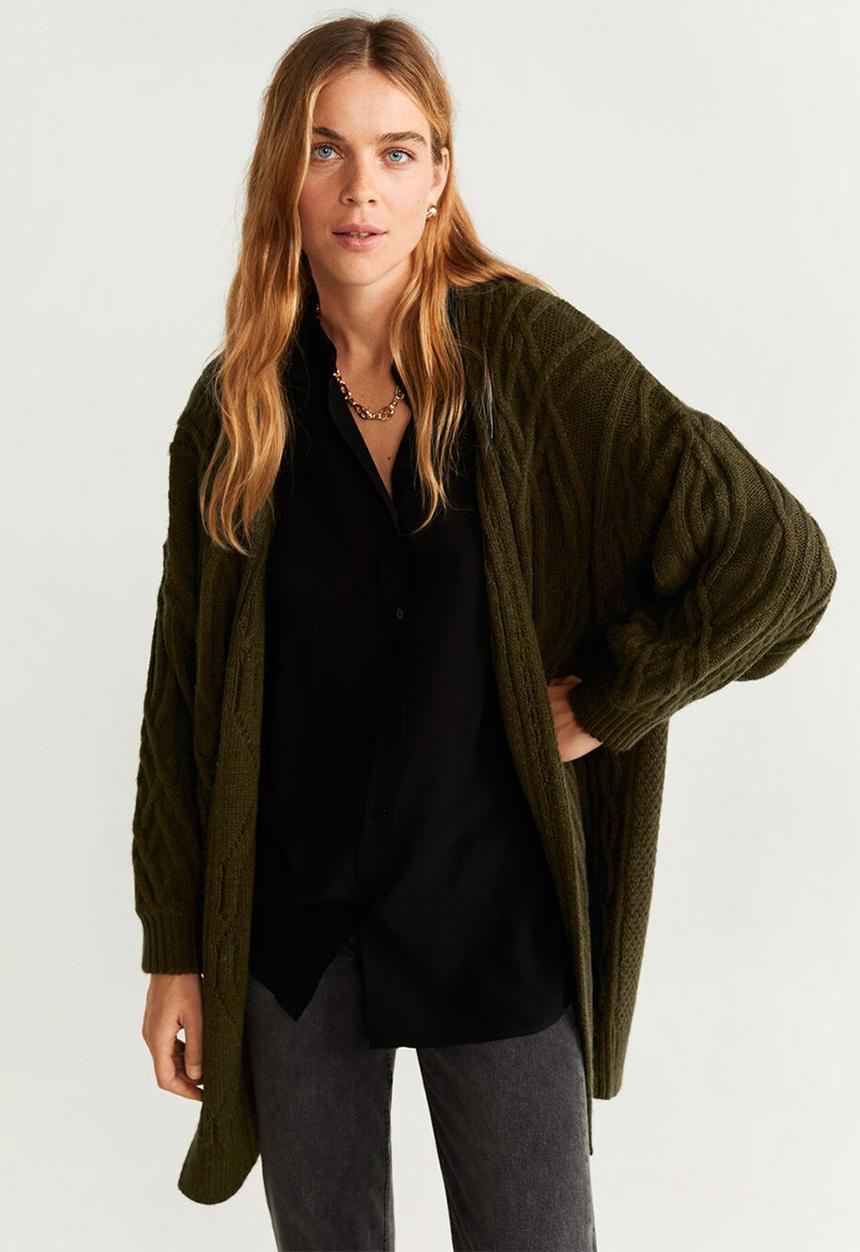 MANGO - Cardigan trenzote - khaki