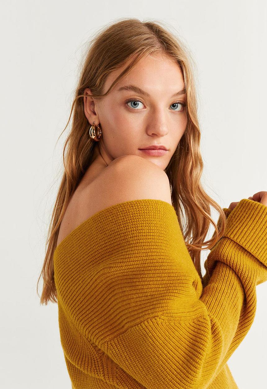MANGO - V-neck jersey - yellow