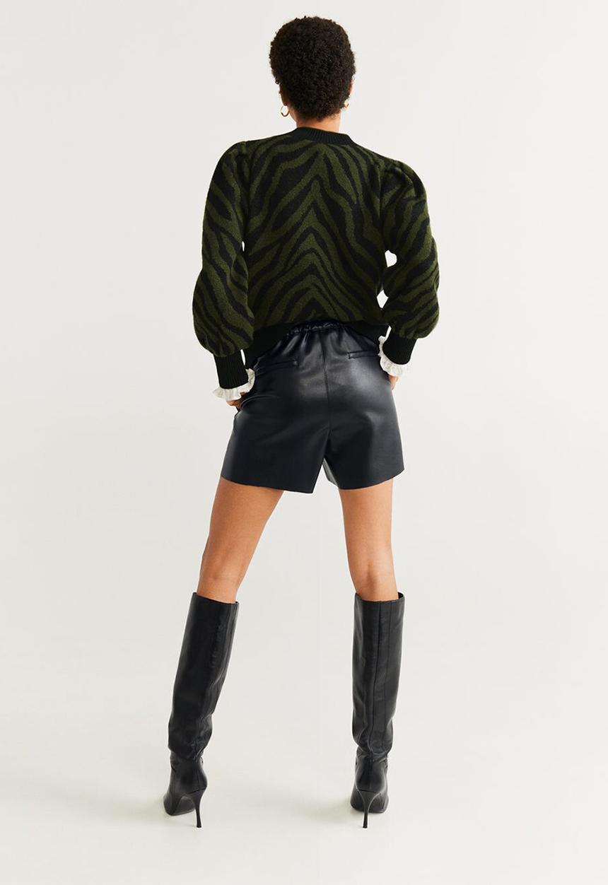 MANGO - Zebra jersey - khaki & black 
