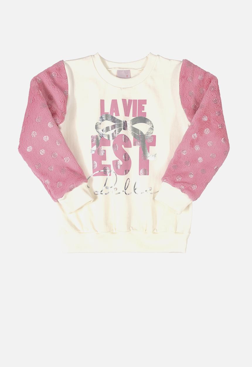 Quimby - Girls printed sweatshirt - pink & white
