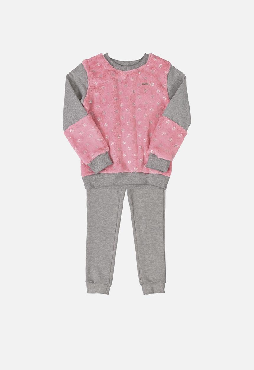 Quimby - Girls sweat top & pants set - pink & grey