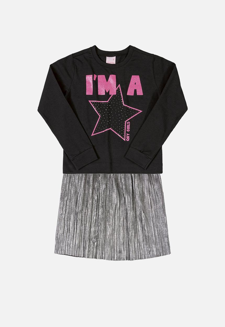 Quimby - Tee & skirt set - black & silver