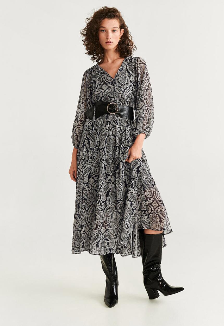 MANGO - V-neck dress - black