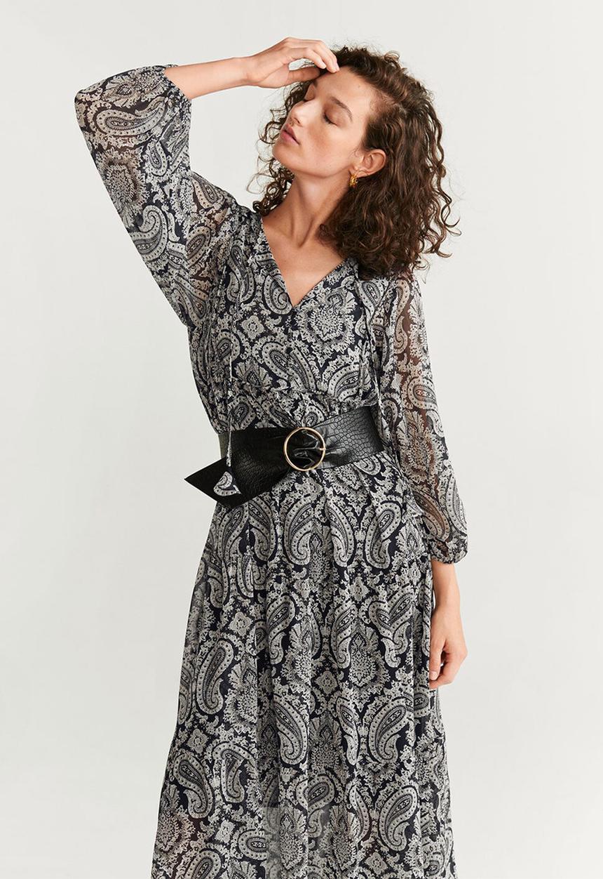 MANGO - V-neck dress - black