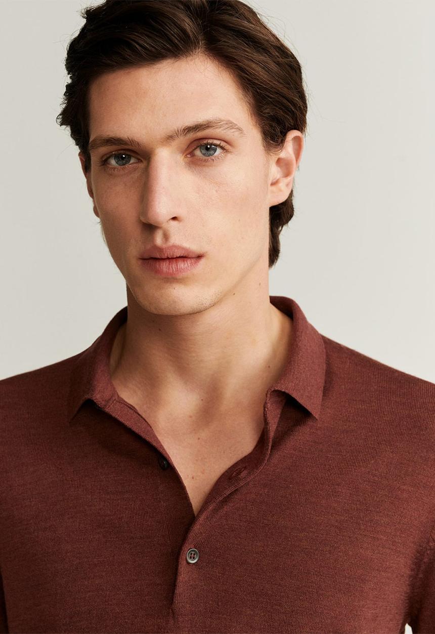 MANGO - Gaite wool polo - rust 