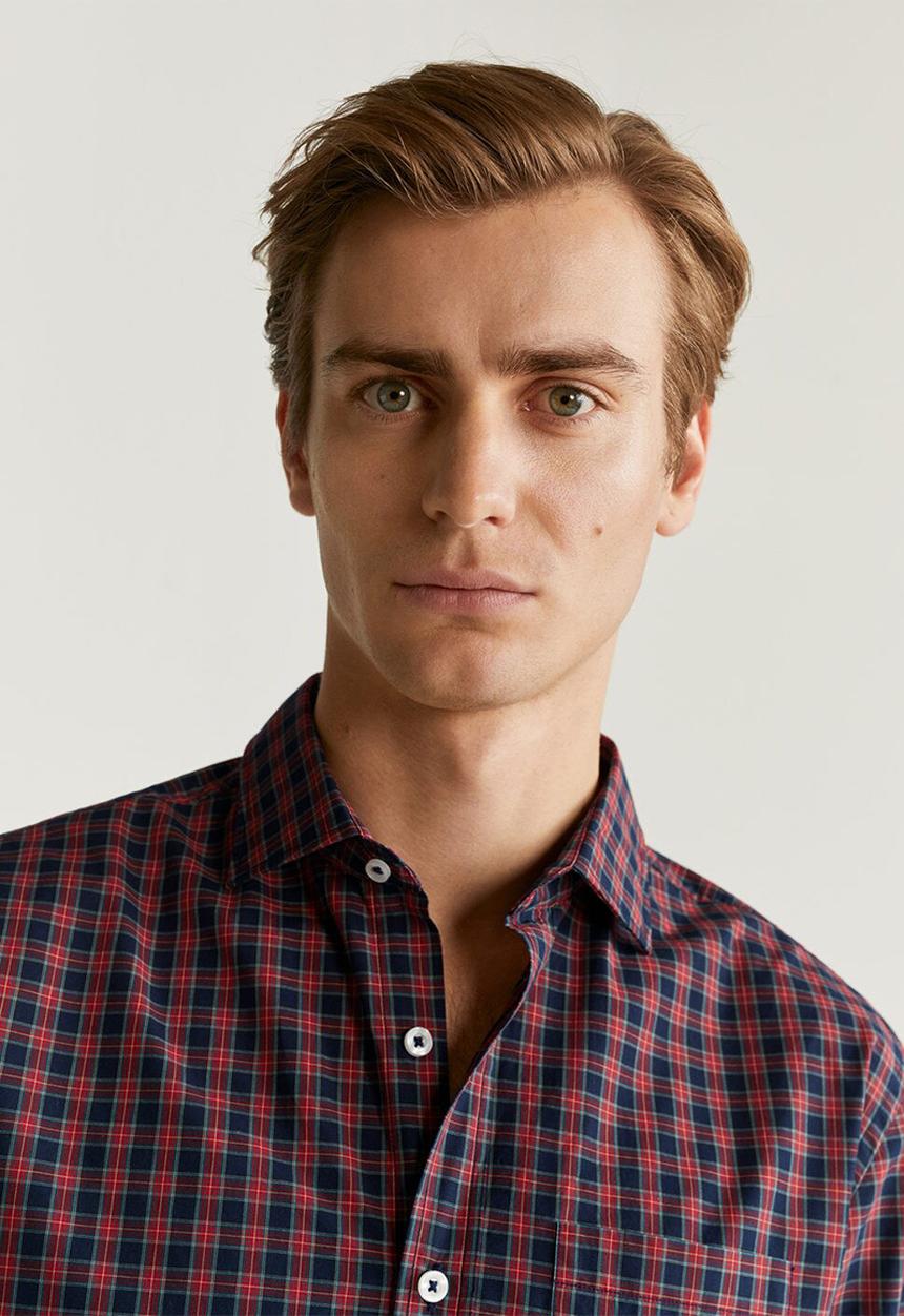 MANGO - Palm shirt - navy & red 