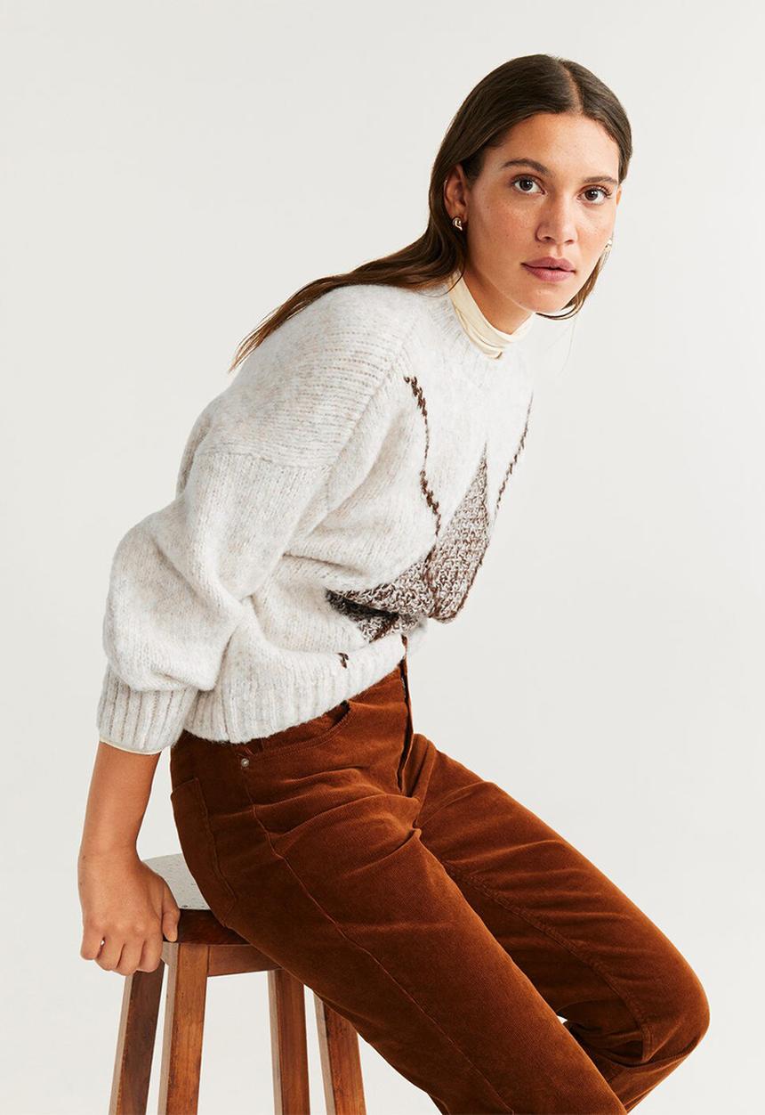 MANGO - Sweater rumba - white & brown 