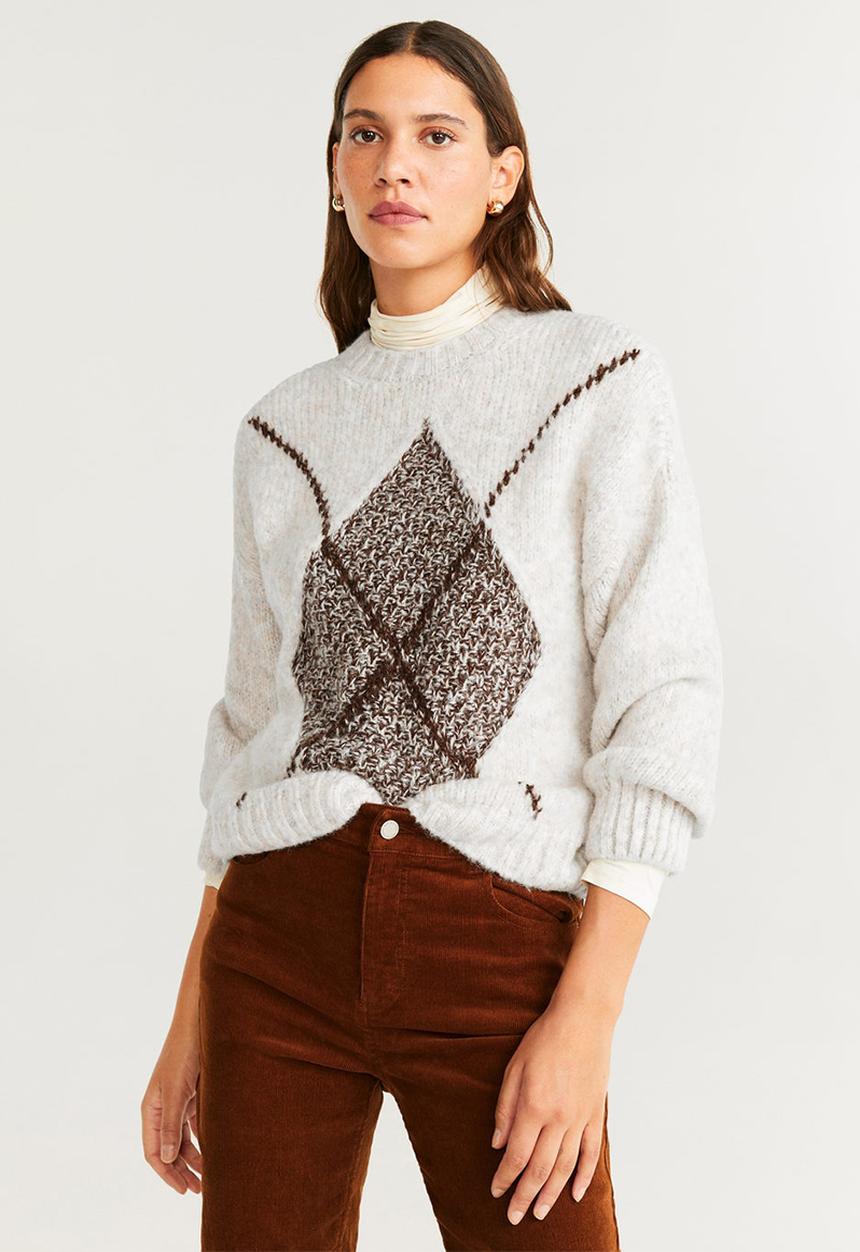 MANGO - Sweater rumba - white & brown 