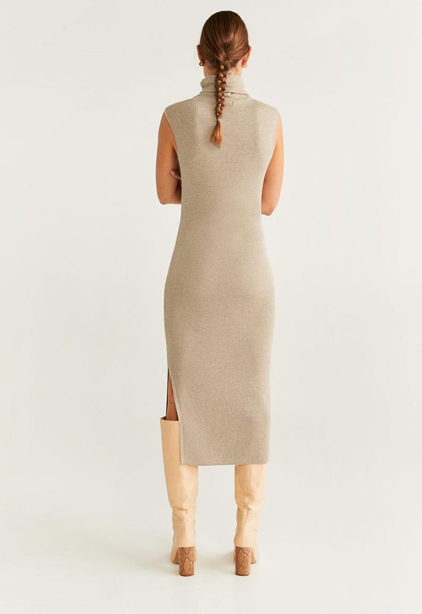 MANGO - Ribbed sleeveless dress - grey