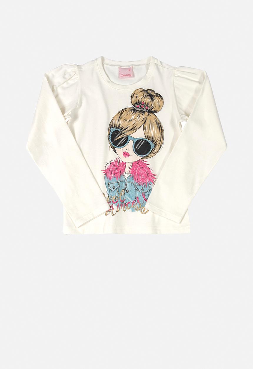 Quimby - Girls printed tee - white