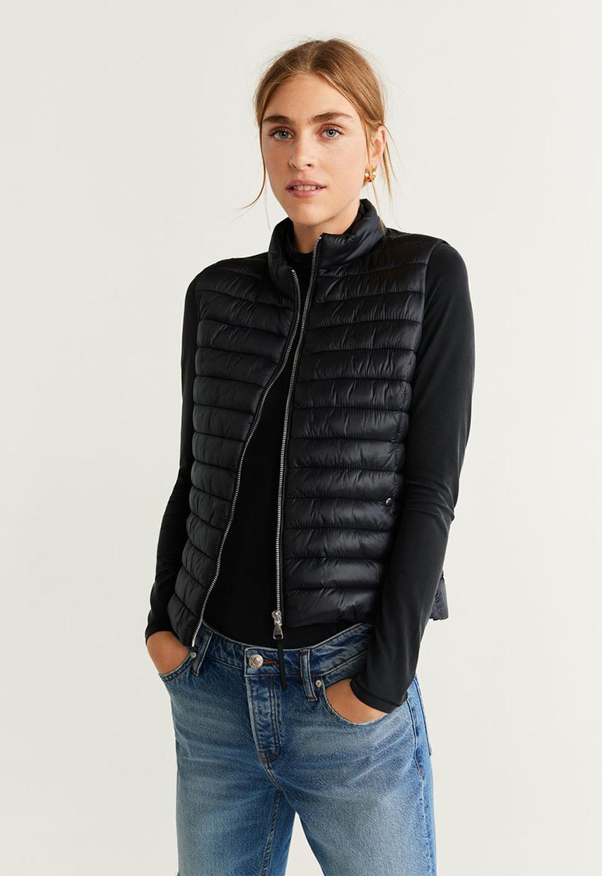 MANGO - Waistcoat blavest - black