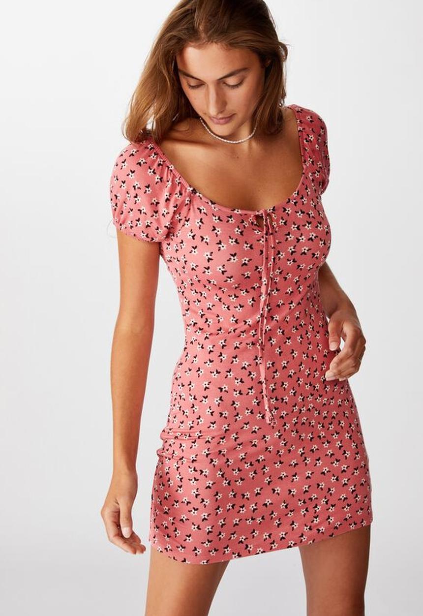 Cotton On - Izabel prairie mini dress aidan ditsy - pink