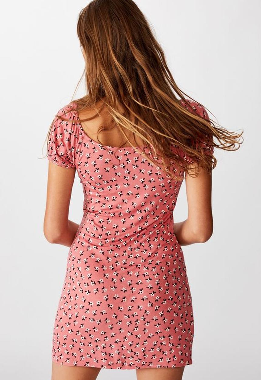Cotton On - Izabel prairie mini dress aidan ditsy - pink