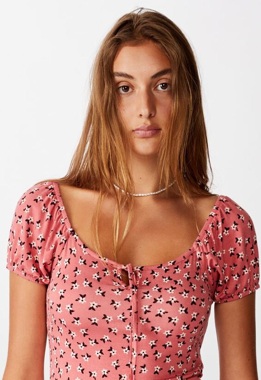 Cotton On - Izabel prairie mini dress aidan ditsy - pink