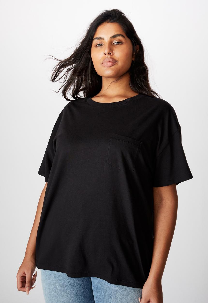 Cotton On - Curve the one boyfriend crew tee - black