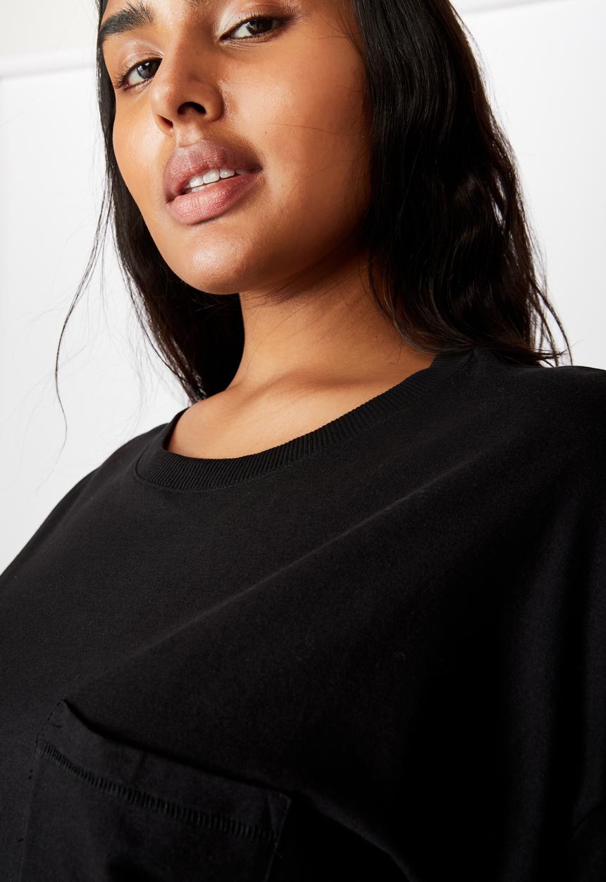 Cotton On - Curve the one boyfriend crew tee - black
