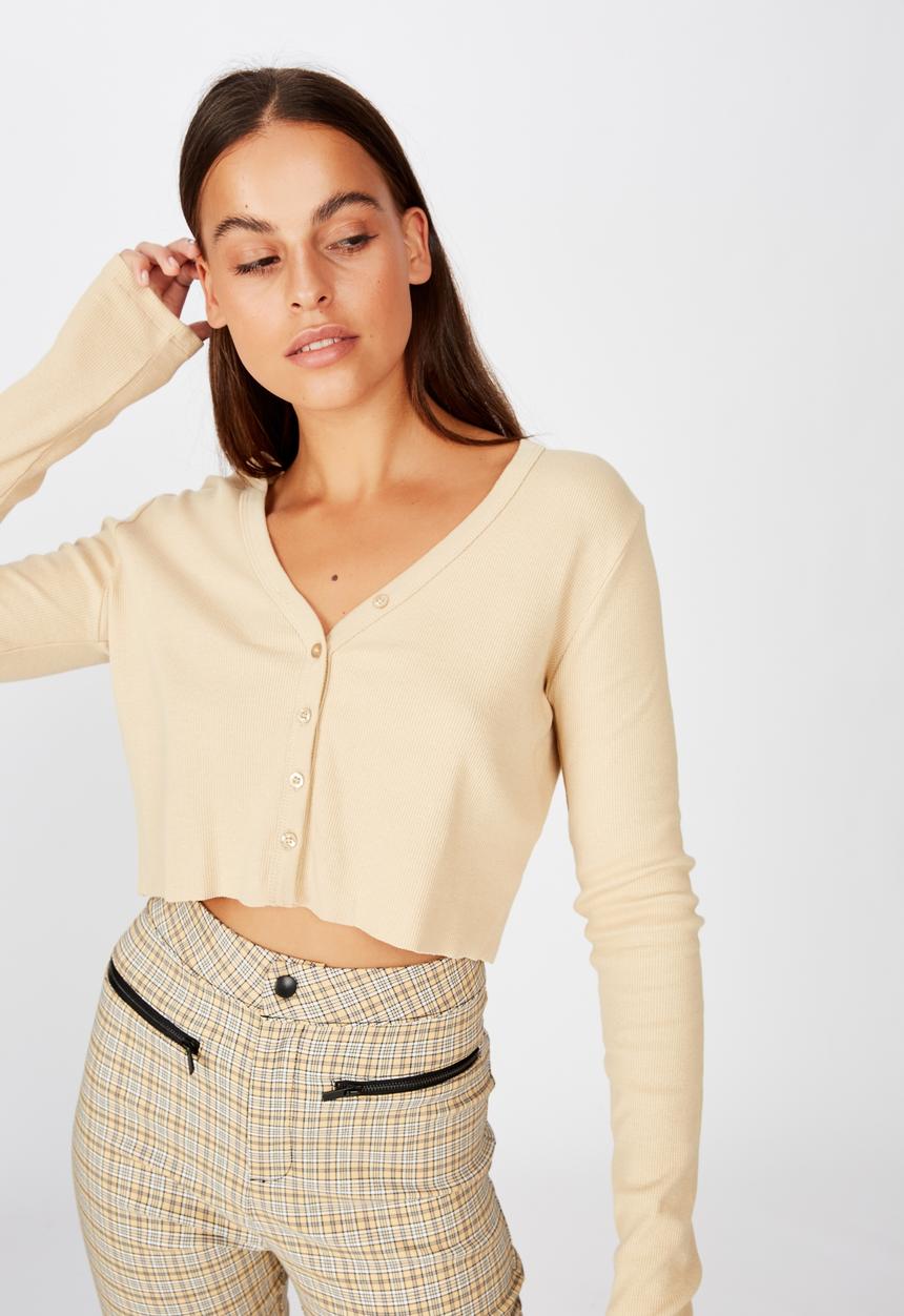 Factorie - Raw edge cardi - beige