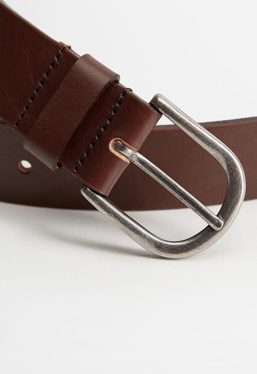 MANGO - Ivan leather belt - brown