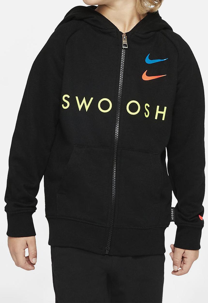 Nike - Nike boys swoosh hooded full zip jacket - black 