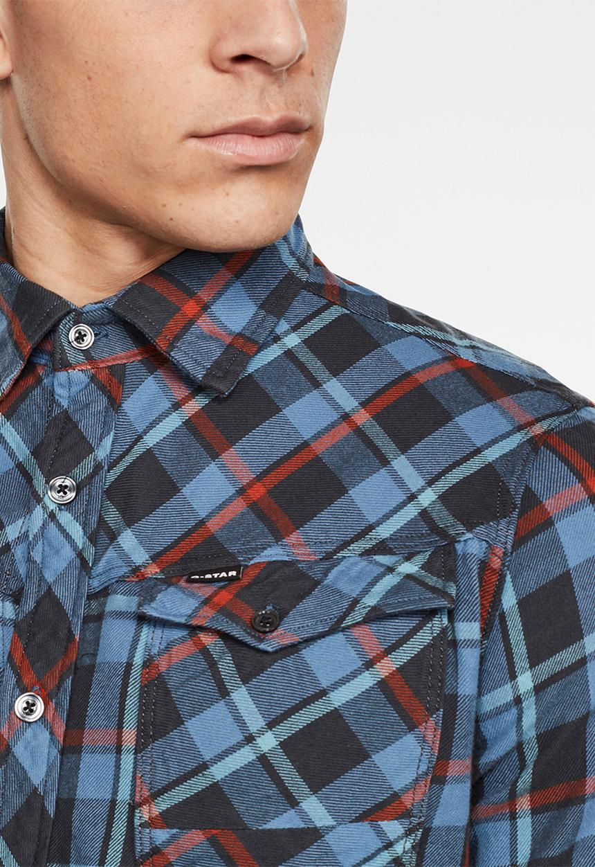 G-STAR - Arc 3d slim shirt long sleeve delft salie check - blue & red 