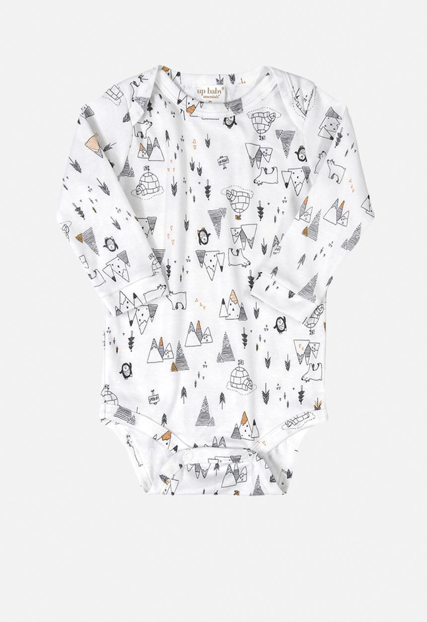 UP Baby - Boys printed bodysuit - white & black 