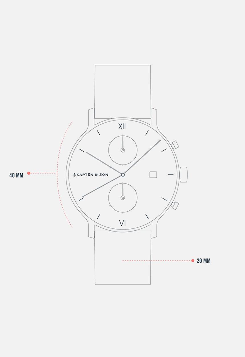 Kapten & Son - Chrono leather watch - black & navy