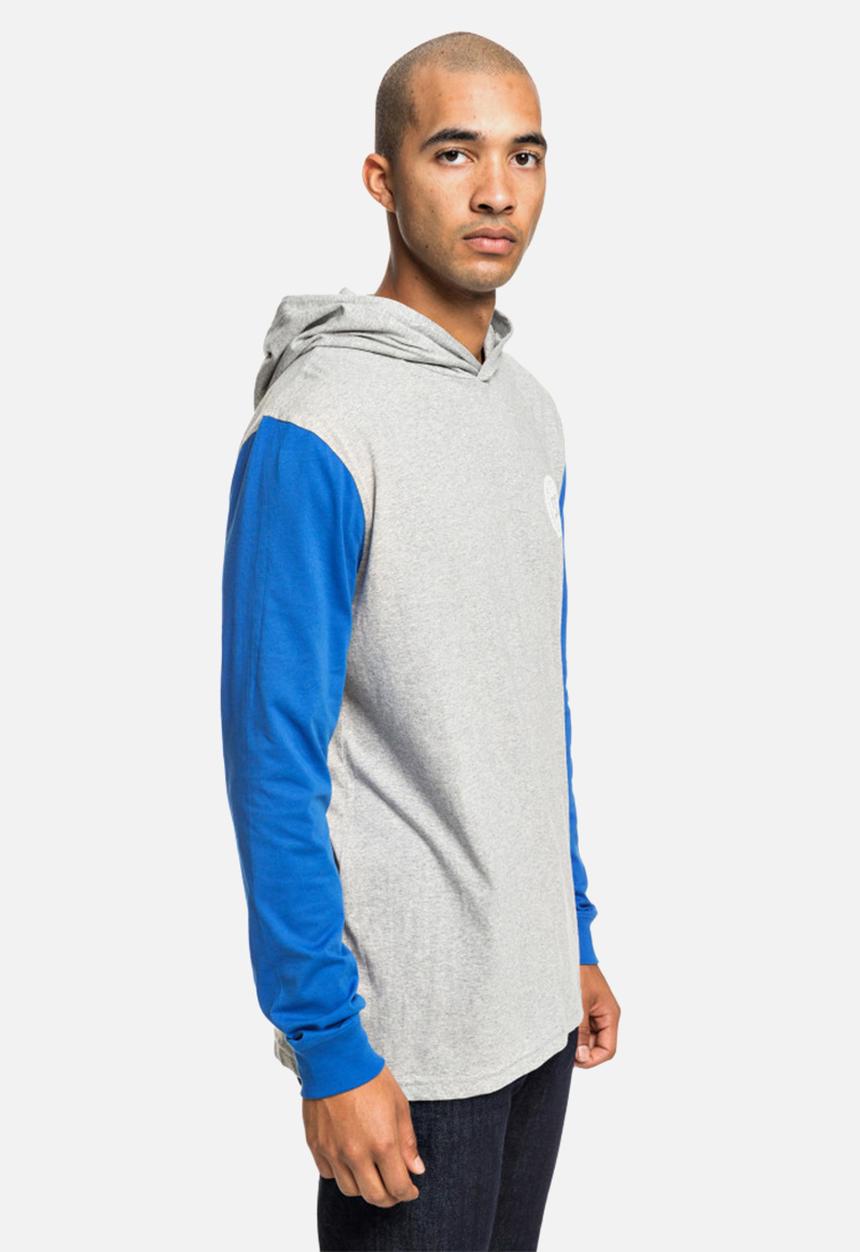 DC - Pullover colourblock LS hooded tee - grey & blue 