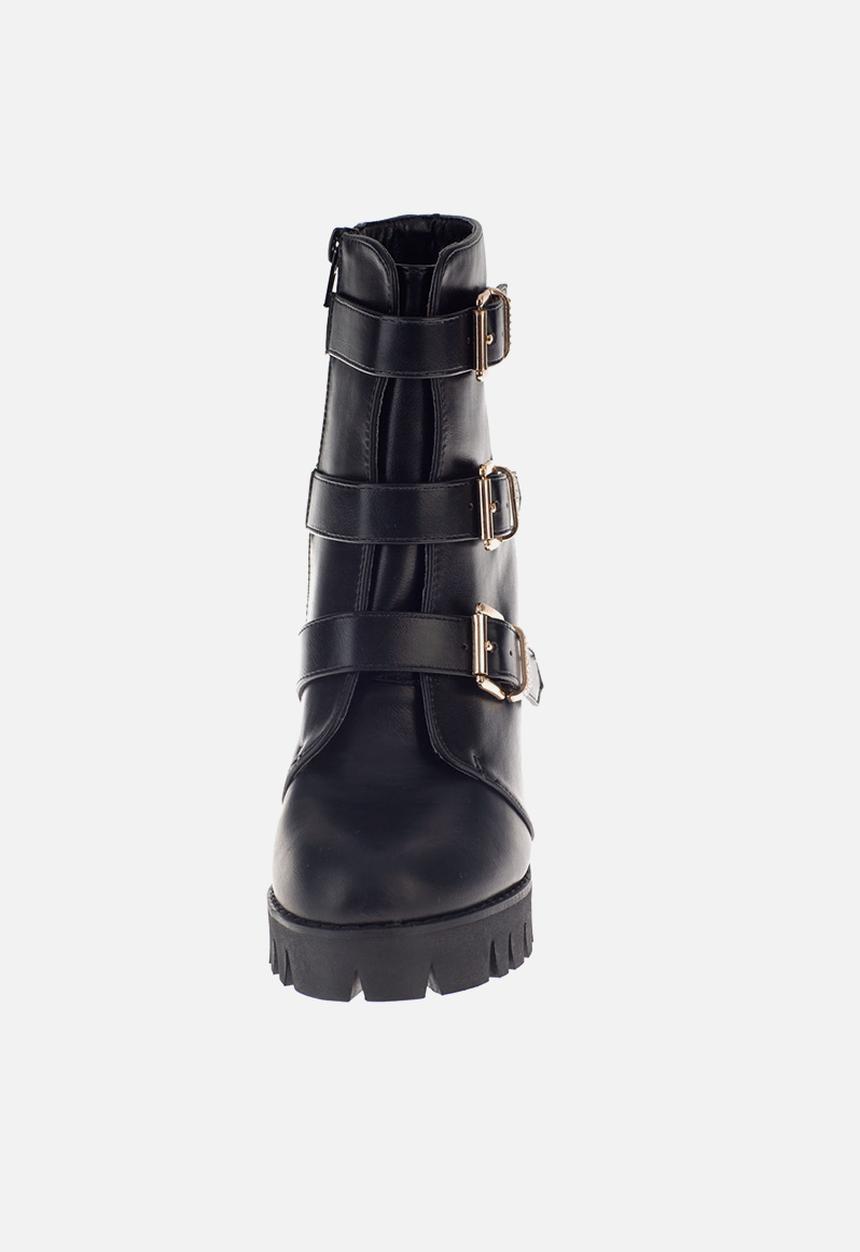 SISSY BOY - Just my buckle heel utility boot - black