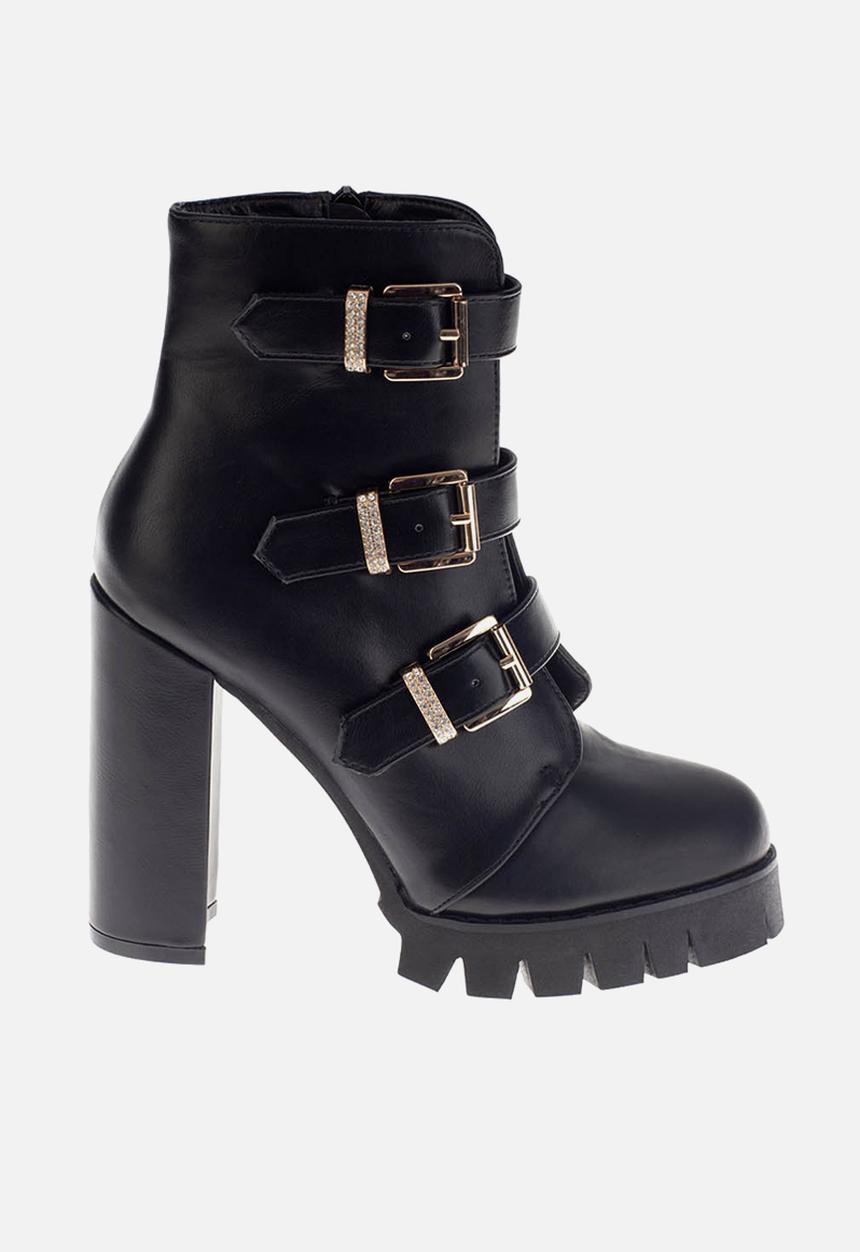 SISSY BOY - Just my buckle heel utility boot - black