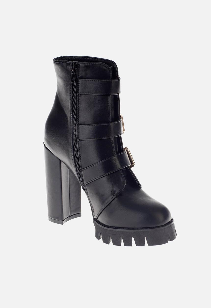 SISSY BOY - Just my buckle heel utility boot - black