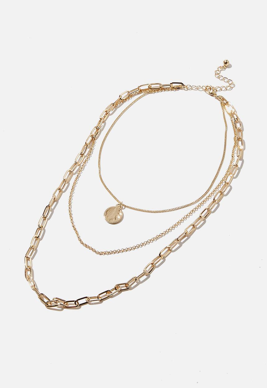 Rubi - Triple layer links treasures necklace - gold
