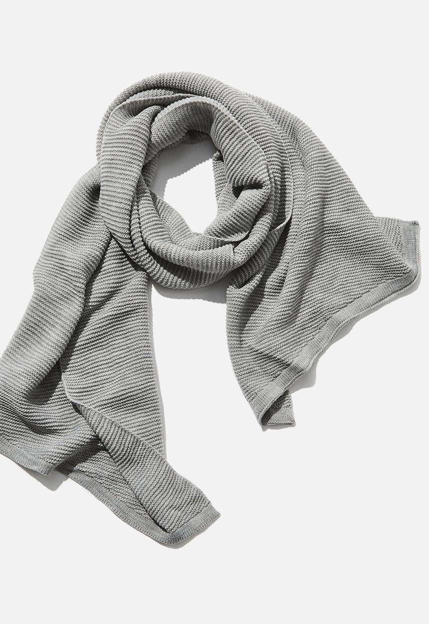 Rubi - Rebecca rib knit scarf - grey 