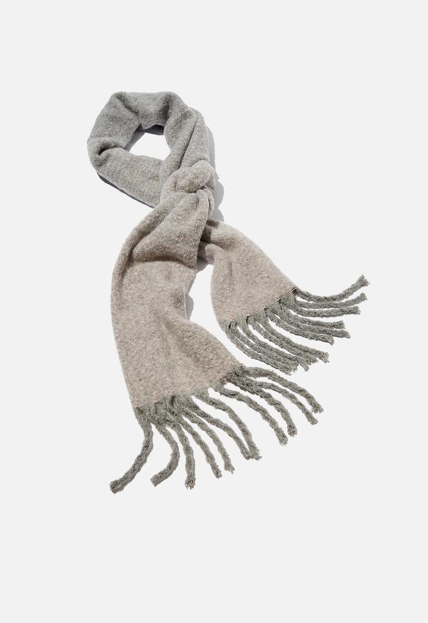 Rubi - Pippa brushed tassel scarf - grey & rose 