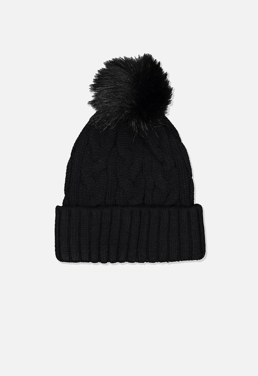 Rubi - Elyse pom pom beanie - black