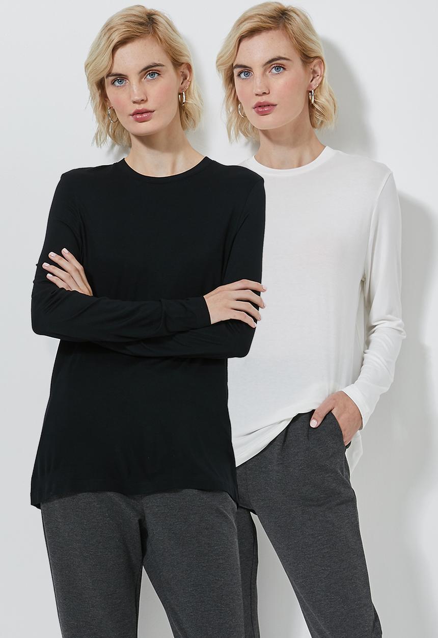 Superbalist - 2 Pack high neck longline tops - black & white