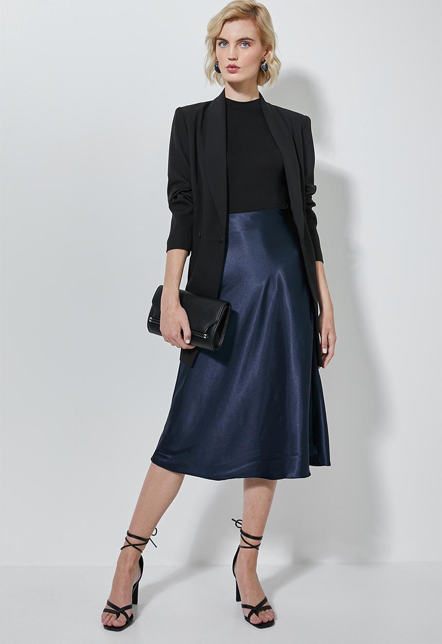 Superbalist - Bias midi slip skirt - navy