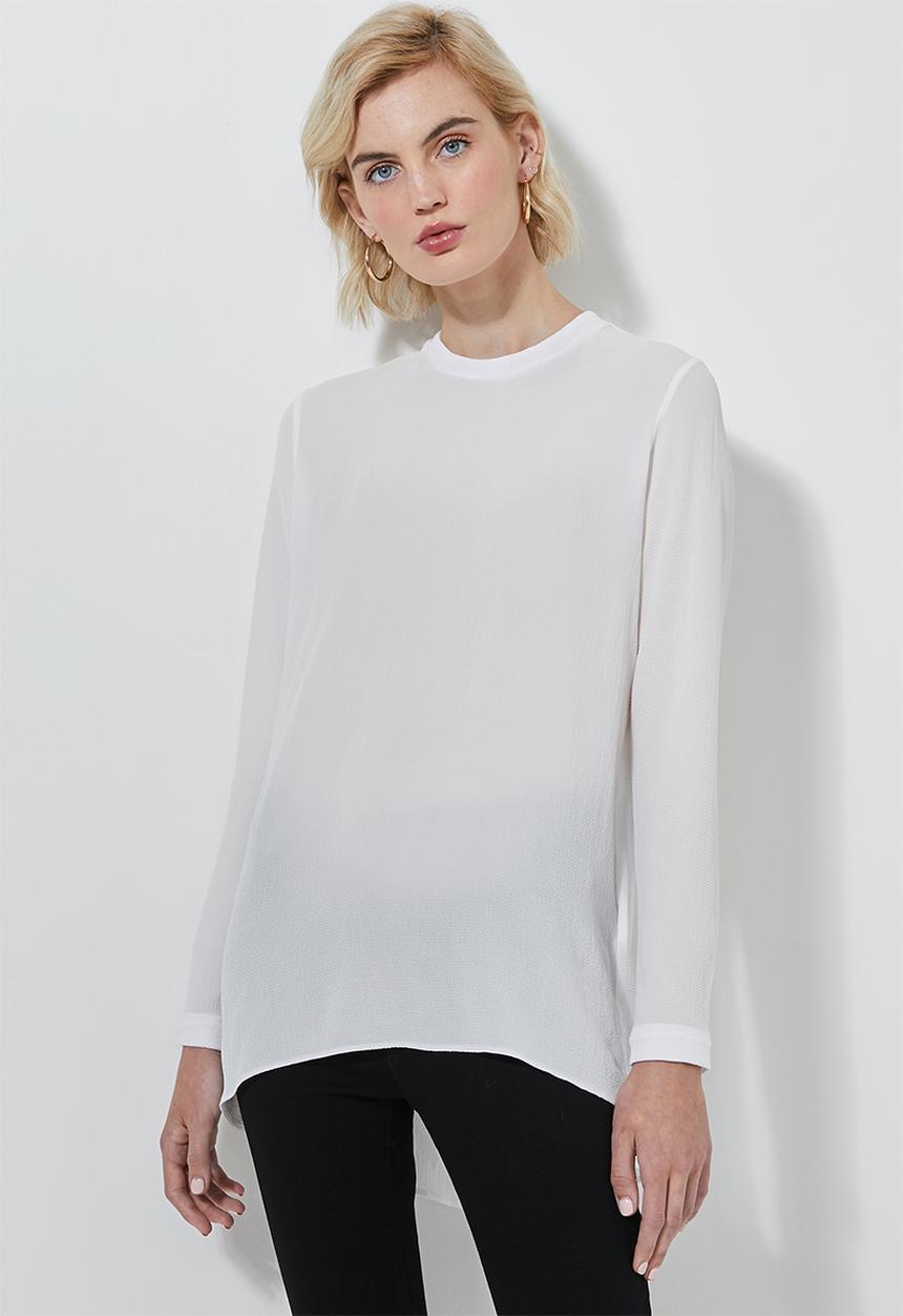 Superbalist - Longline high neck blouse with zip detail - white