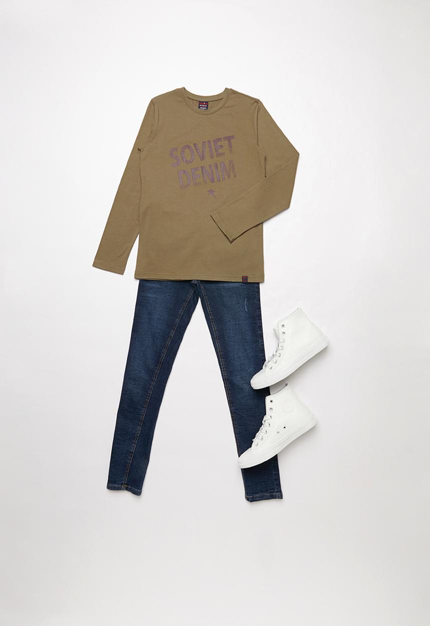 SOVIET - Blake long sleeve logo tee - brown