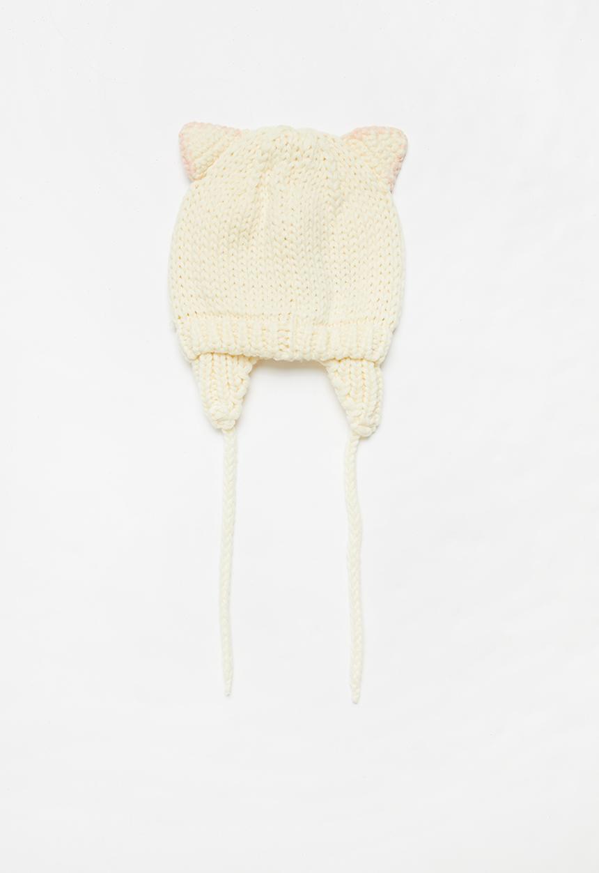 Pop Candy - Cat knitted hat - cream & pink