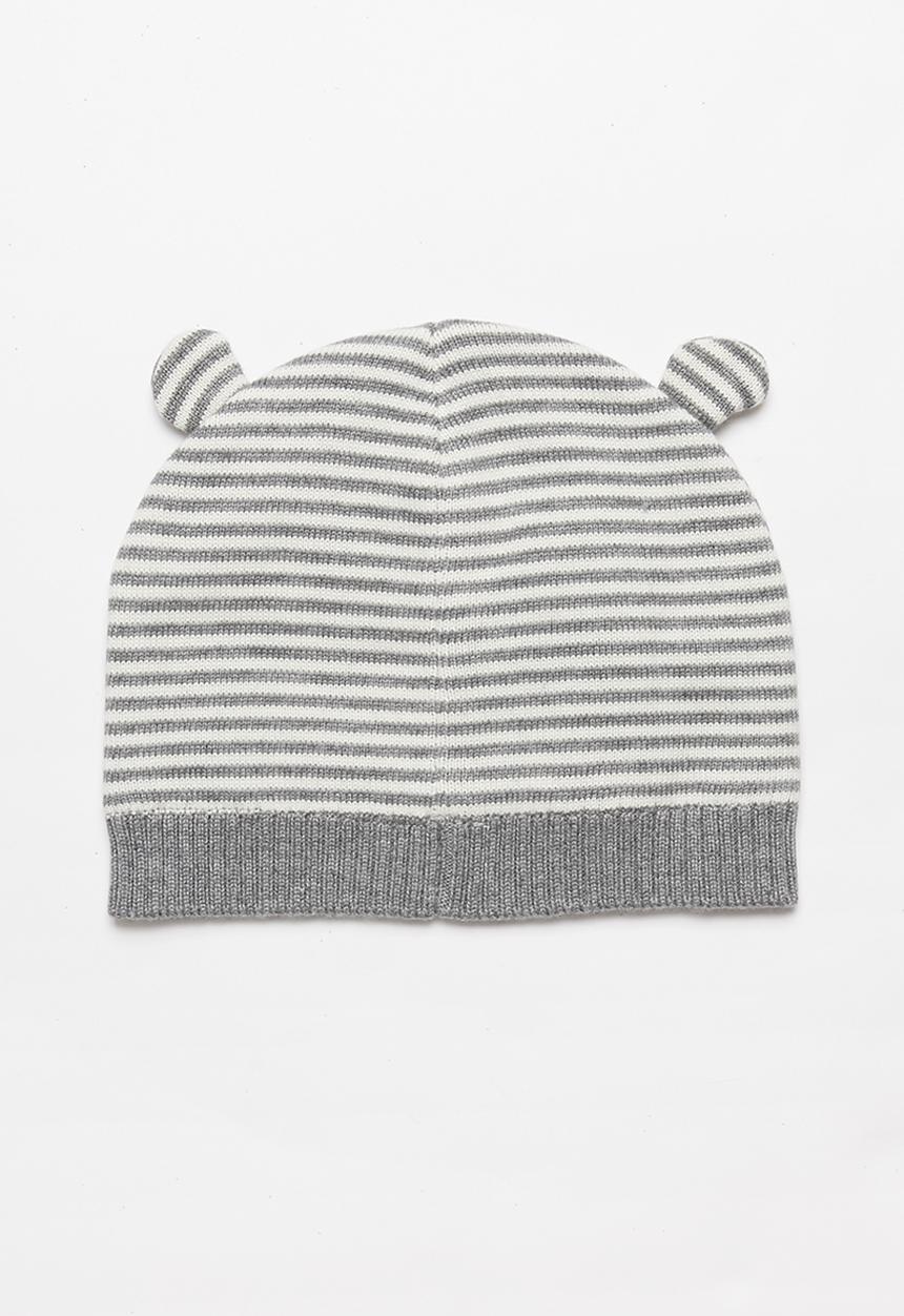 Pop Candy - Bear striped beanie - grey & white