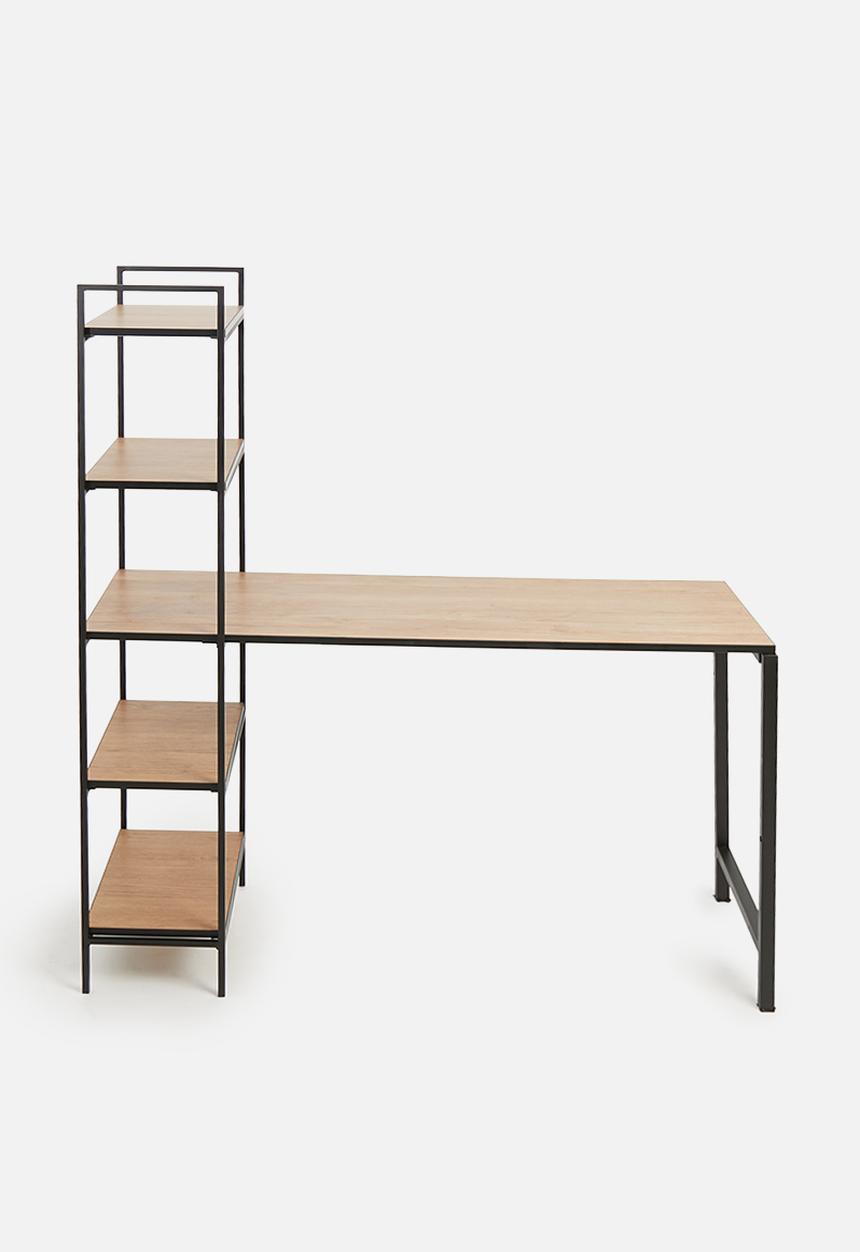 Sixth Floor - Hudson desk and shelf unit - black&natural